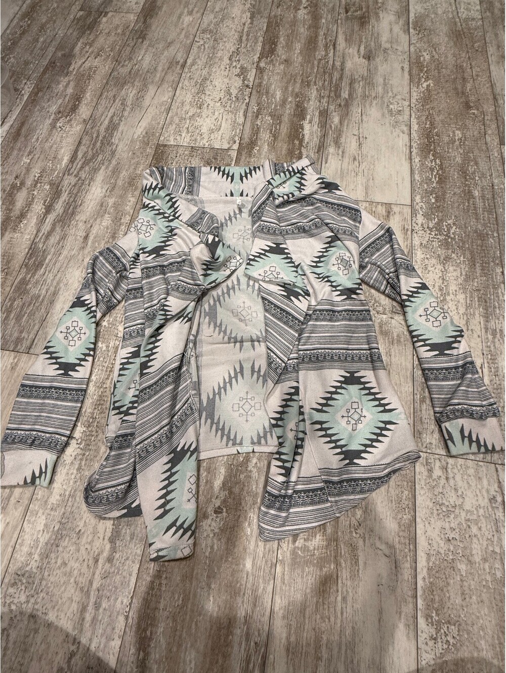 Womens M Lucky Aztec Southwestern Open Front Cardigan Boho Tribal